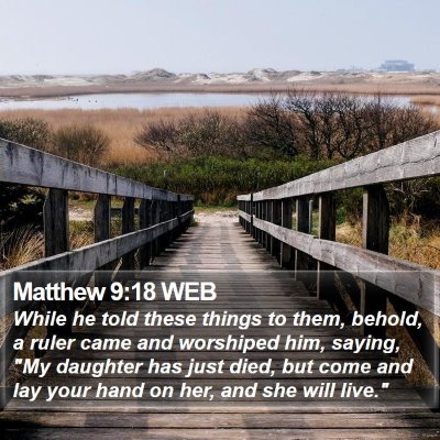 Matthew 9:18 WEB Bible Verse Image