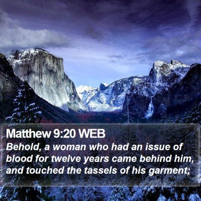 Matthew 9:20 WEB Bible Verse Image