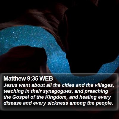 Matthew 9:35 WEB Bible Verse Image
