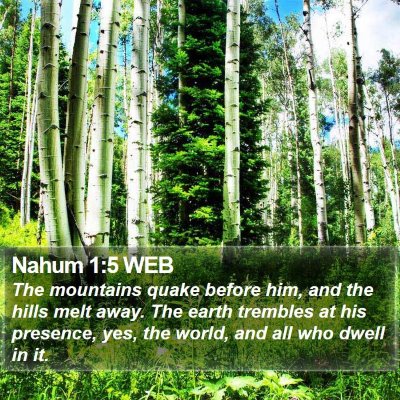 Nahum 1:5 WEB Bible Verse Image
