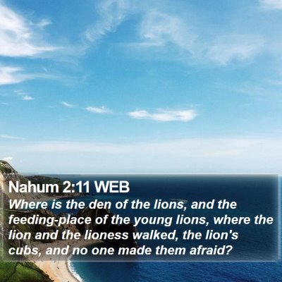 Nahum 2:11 WEB Bible Verse Image