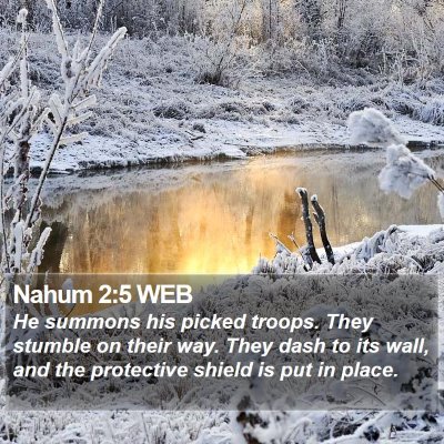 Nahum 2:5 WEB Bible Verse Image