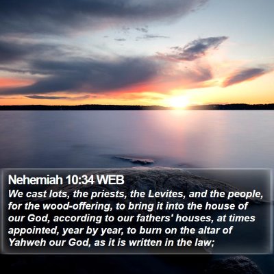 Nehemiah 10:34 WEB Bible Verse Image