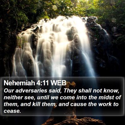 Nehemiah 4:11 WEB Bible Verse Image