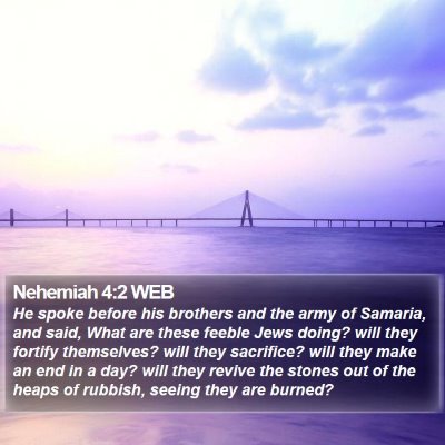 Nehemiah 4:2 WEB Bible Verse Image