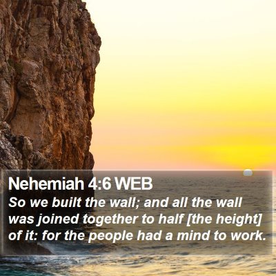 Nehemiah 4:6 WEB Bible Verse Image