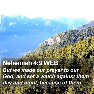 Nehemiah 4:9 WEB Bible Verse Image