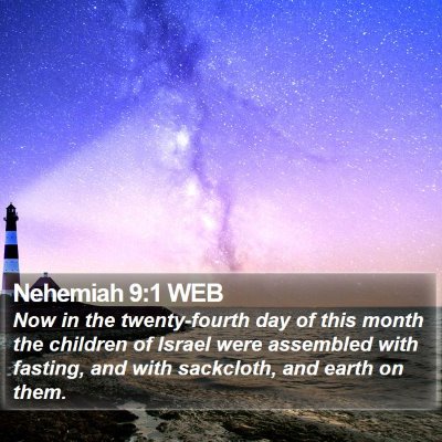 Nehemiah 9:1 WEB Bible Verse Image