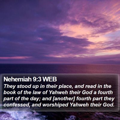 Nehemiah 9:3 WEB Bible Verse Image