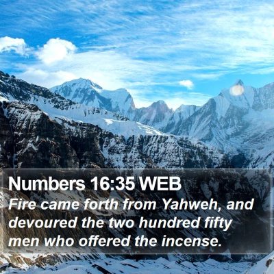 Numbers 16:35 WEB Bible Verse Image