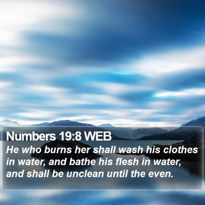 Numbers 19:8 WEB Bible Verse Image
