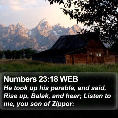 Numbers 23:18 WEB Bible Verse Image