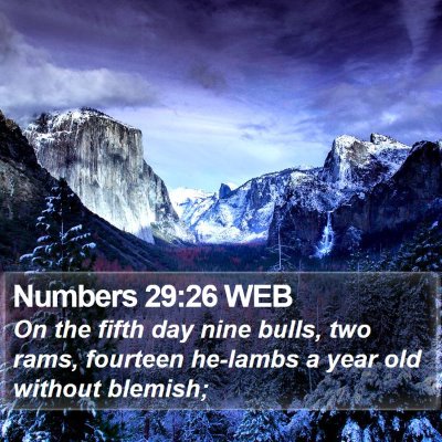 Numbers 29:26 WEB Bible Verse Image