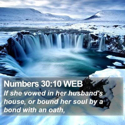 Numbers 30:10 WEB Bible Verse Image