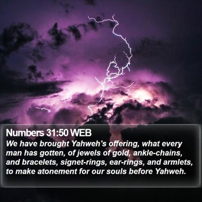 Numbers 31:50 WEB Bible Verse Image