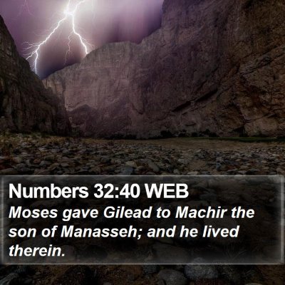 Numbers 32:40 WEB Bible Verse Image