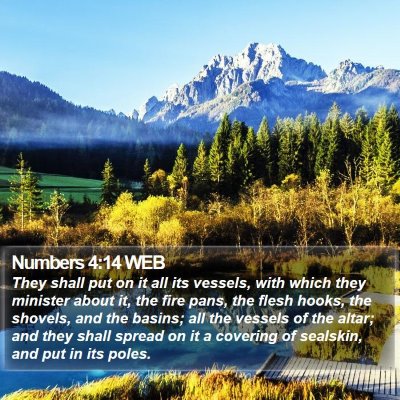 Numbers 4:14 WEB Bible Verse Image