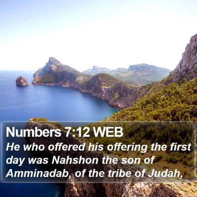 Numbers 7:12 WEB Bible Verse Image