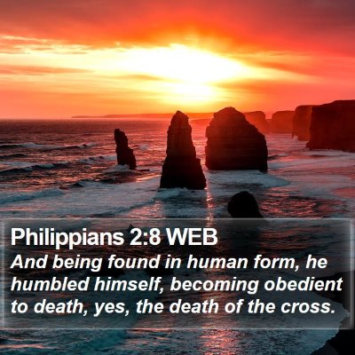 Philippians 2:8 WEB Bible Verse Image