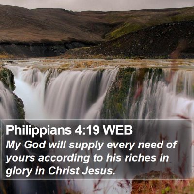 Philippians 4:19 WEB Bible Verse Image