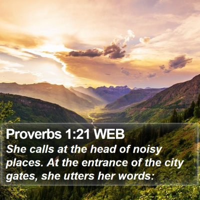 Proverbs 1:21 WEB Bible Verse Image