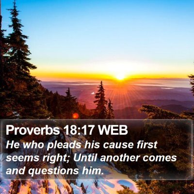 Proverbs 18:17 WEB Bible Verse Image