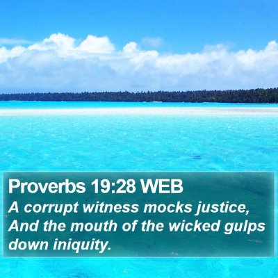 Proverbs 19:28 WEB Bible Verse Image