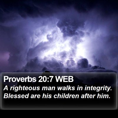 Proverbs 20:7 WEB Bible Verse Image