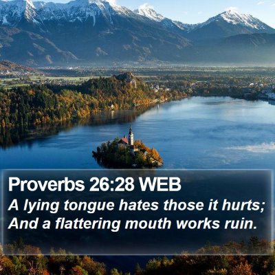 Proverbs 26:28 WEB Bible Verse Image