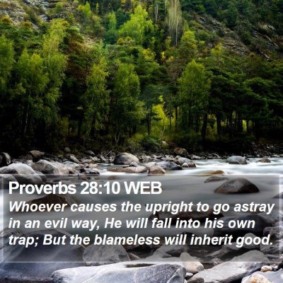 Proverbs 28:10 WEB Bible Verse Image