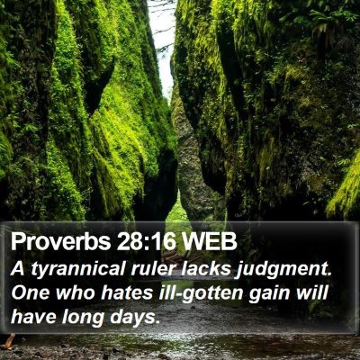 Proverbs 28:16 WEB Bible Verse Image