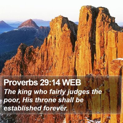 Proverbs 29:14 WEB Bible Verse Image