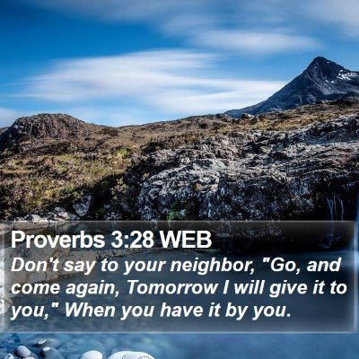 Proverbs 3:28 WEB Bible Verse Image