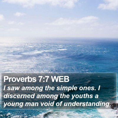 Proverbs 7:7 WEB Bible Verse Image