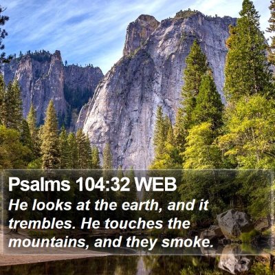 Psalms 104:32 WEB Bible Verse Image