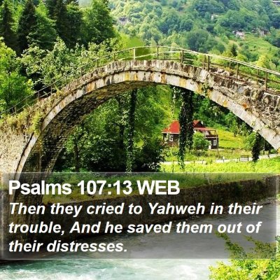 Psalms 107:13 WEB Bible Verse Image