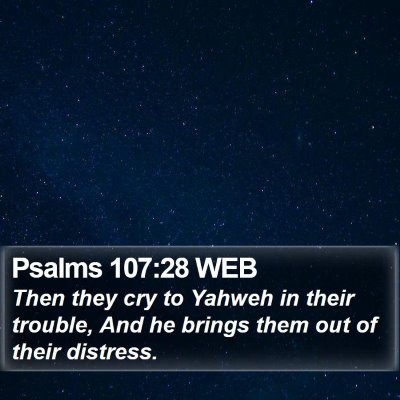 Psalms 107:28 WEB Bible Verse Image