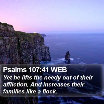 Psalms 107:41 WEB Bible Verse Image