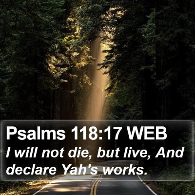 Psalms 118:17 WEB Bible Verse Image