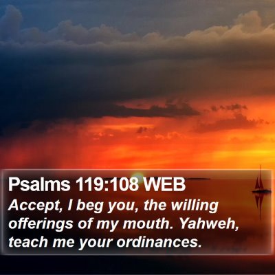 Psalms 119:108 WEB Bible Verse Image