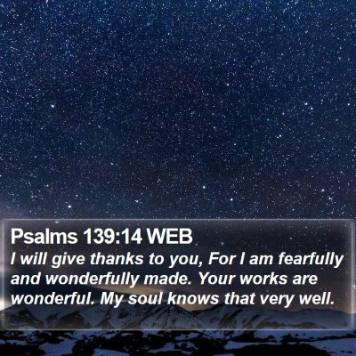Psalms 139:14 WEB Bible Verse Image