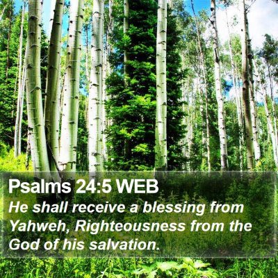 Psalms 24:5 WEB Bible Verse Image
