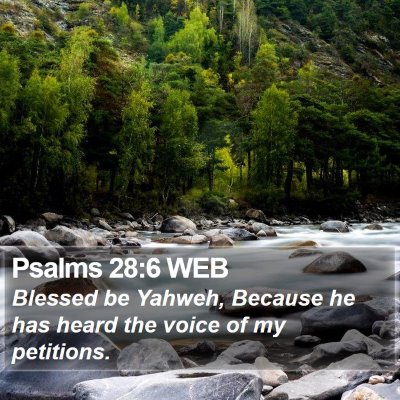 Psalms 28:6 WEB Bible Verse Image