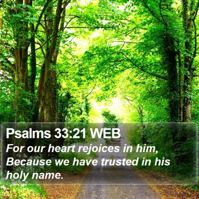 Psalms 33:21 WEB Bible Verse Image