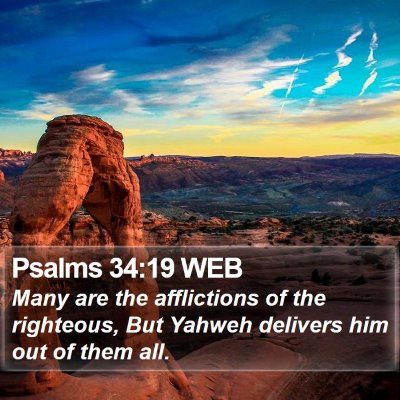 Psalms 34:19 WEB Bible Verse Image
