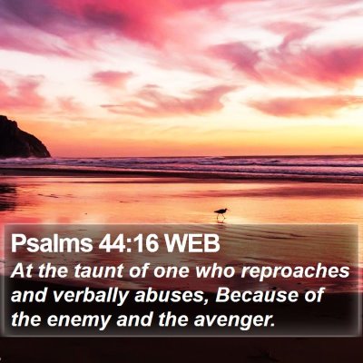 Psalms 44:16 WEB Bible Verse Image