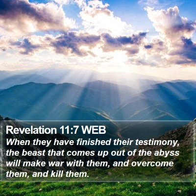 Revelation 11:7 WEB Bible Verse Image