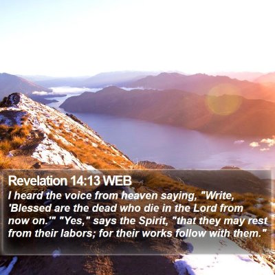 Revelation 14:13 WEB Bible Verse Image