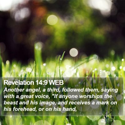 Revelation 14:9 WEB Bible Verse Image