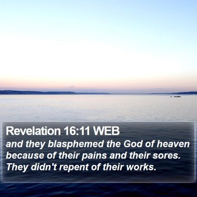 Revelation 16:11 WEB Bible Verse Image